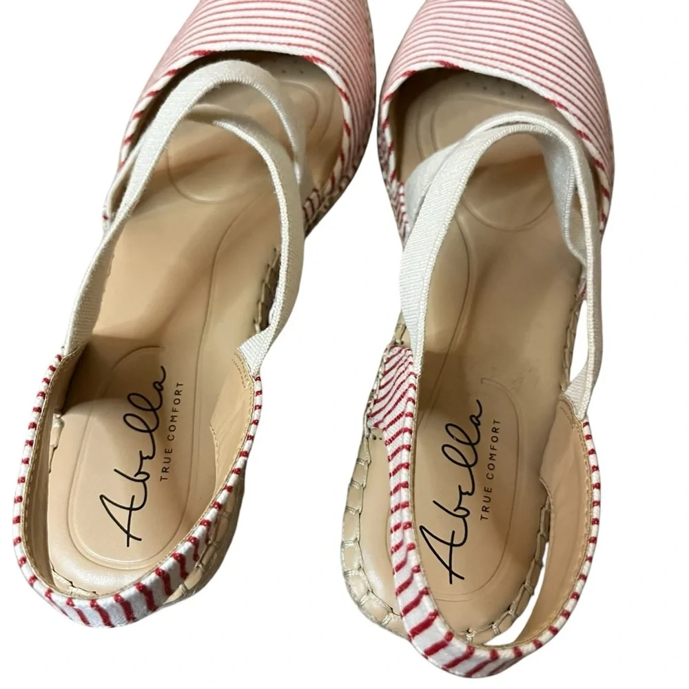 Abella True Comfort red striped espadrille shoes size 8.5